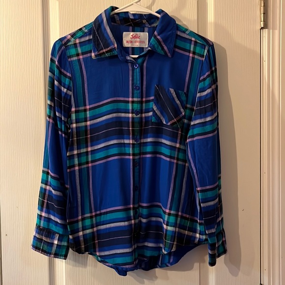 Blue Plaid Justice Flannel 18/20 - Picture 1 of 3